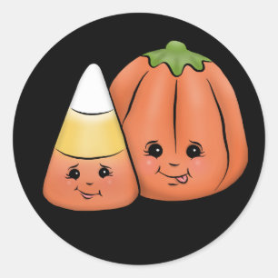 Cute Halloween Candy corn & Pumpkin Runt Klistermärke