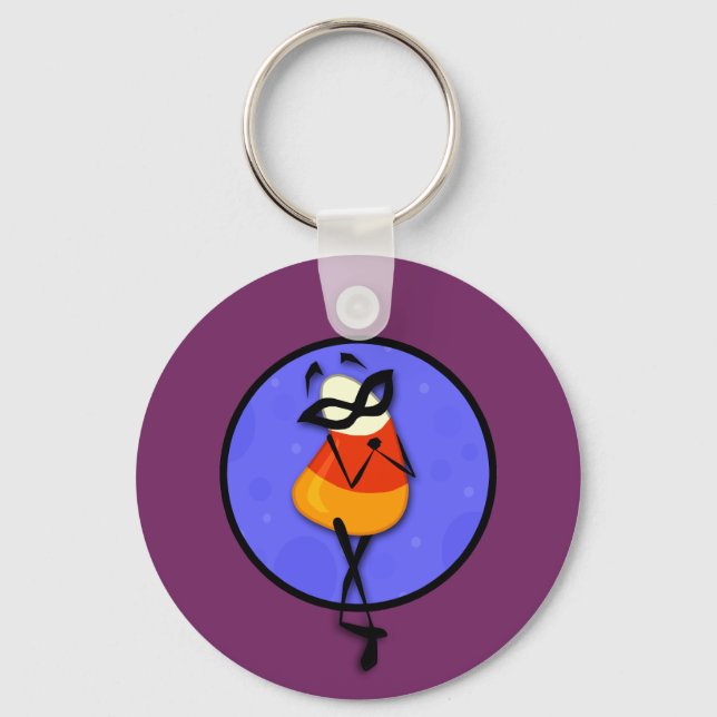 CUTE HALLOWEEN CANDY CORN ROUND NYCKELRING (Framsida)