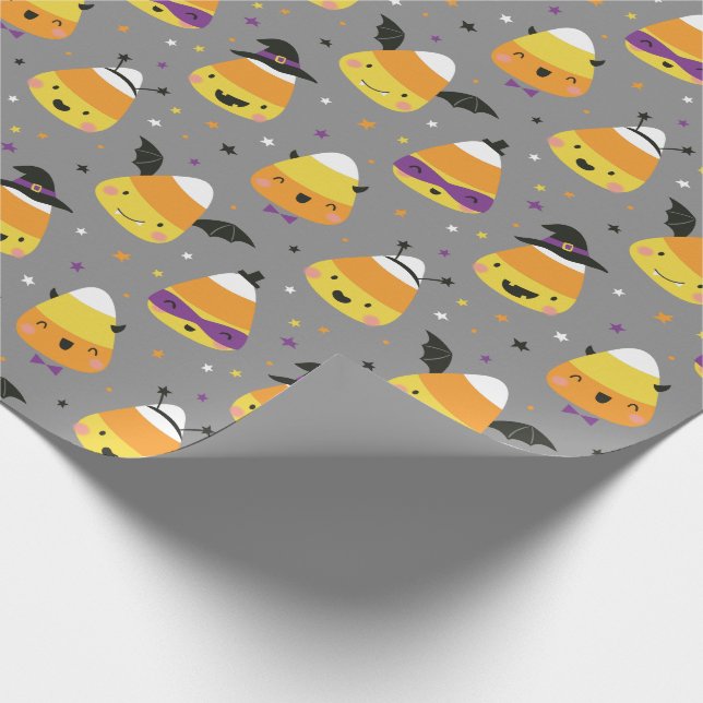 Cute Halloween Candy Corns in costume grey Presentpapper (Hörn)