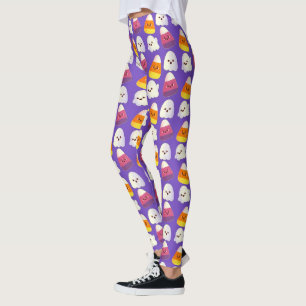 Cute Halloween Candy och Ghost Mönster Leggings
