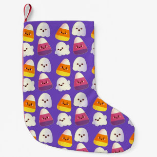 Cute Halloween Candy och Ghost Mönster Liten Julstrumpa