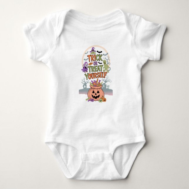 Cute Halloween Candy och Pumpkin Design T Shirt (Framsida)