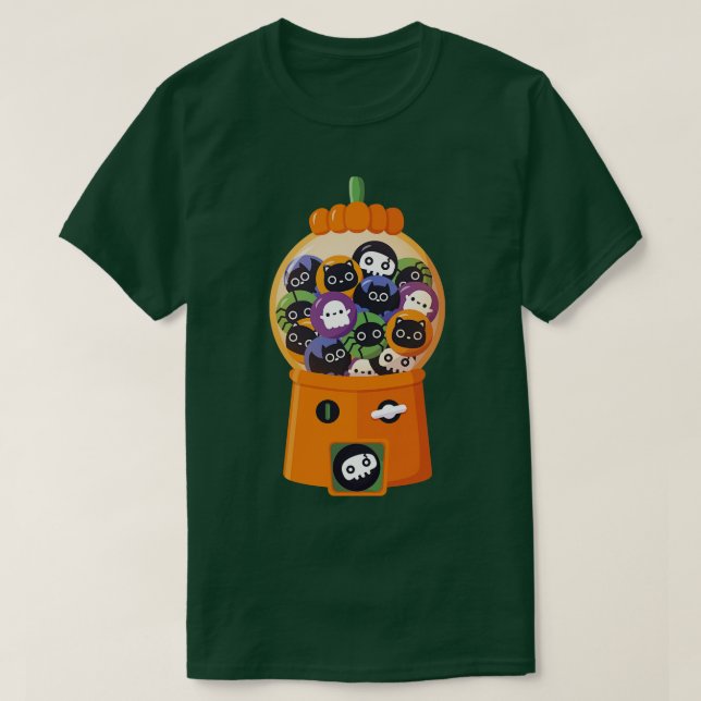 Cute Halloween Candy Pumpkin Dispenser Maskin T Shirt (Design framsida)
