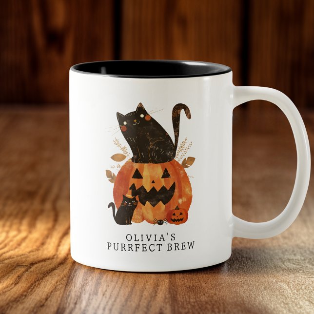 Cute Halloween Cat Anpassningsbar Två-Tonad Mugg (Skapare uppladdad)
