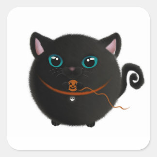Cute Halloween Cat Borb Sticker Fyrkantigt Klistermärke