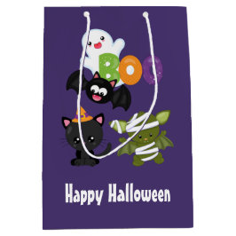 Cute Halloween Cat, Fladdermus, Mummy & Ghost
