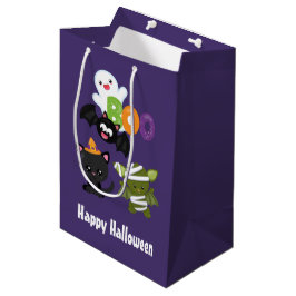 Cute Halloween Cat, Fladdermus, Mummy & Ghost