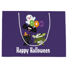 Cute Halloween Cat, Fladdermus, Mummy & Ghost