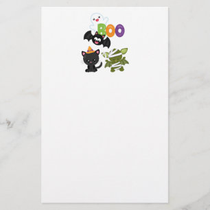 Cute Halloween Cat, Fladdermus, Mummy & Ghost Brevpapper