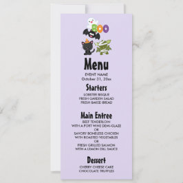 Cute Halloween Cat, Fladdermus, Mummy & Ghost Inbjudningar