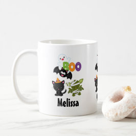 Cute Halloween Cat, Fladdermus, Mummy & Ghost Kaffemugg