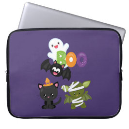 Cute Halloween Cat, Fladdermus, Mummy & Ghost Laptop Fodral
