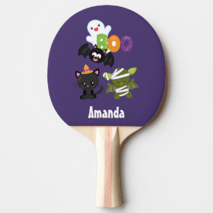 Cute Halloween Cat, Fladdermus, Mummy & Ghost Pingisracket