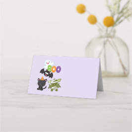 Cute Halloween Cat, Fladdermus, Mummy & Ghost Placeringskort