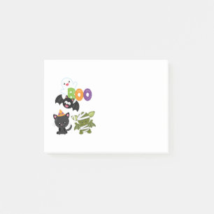 Cute Halloween Cat, Fladdermus, Mummy & Ghost Post-it Block