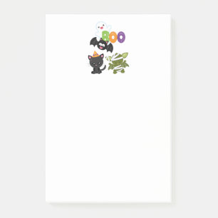 Cute Halloween Cat, Fladdermus, Mummy & Ghost Post-it Block
