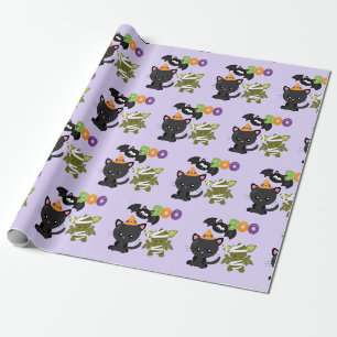 Cute Halloween Cat, Fladdermus och Mummy Boo Presentpapper