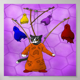Cute Halloween Cat Halloween Puppet Master of Ghos Poster