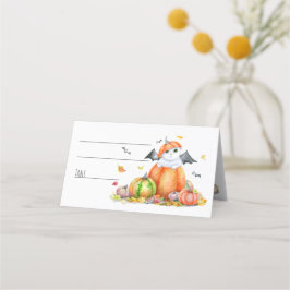 Cute Halloween Cat in Pumpkin Placeringskort