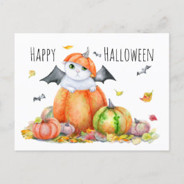 Cute Halloween Cat in Pumpkin Vykort
