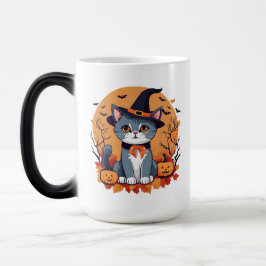 Cute Halloween Cat Large Morphing Magisk Mugg