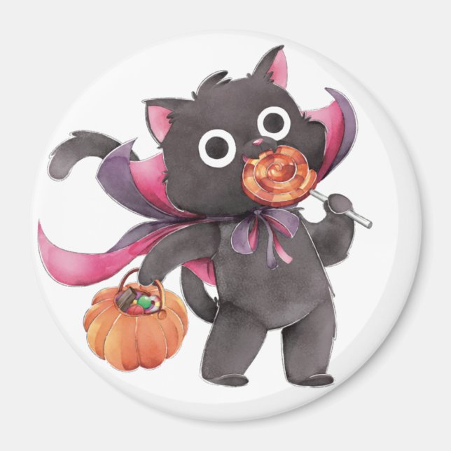Cute Halloween Cat Magnet (Framsidan)
