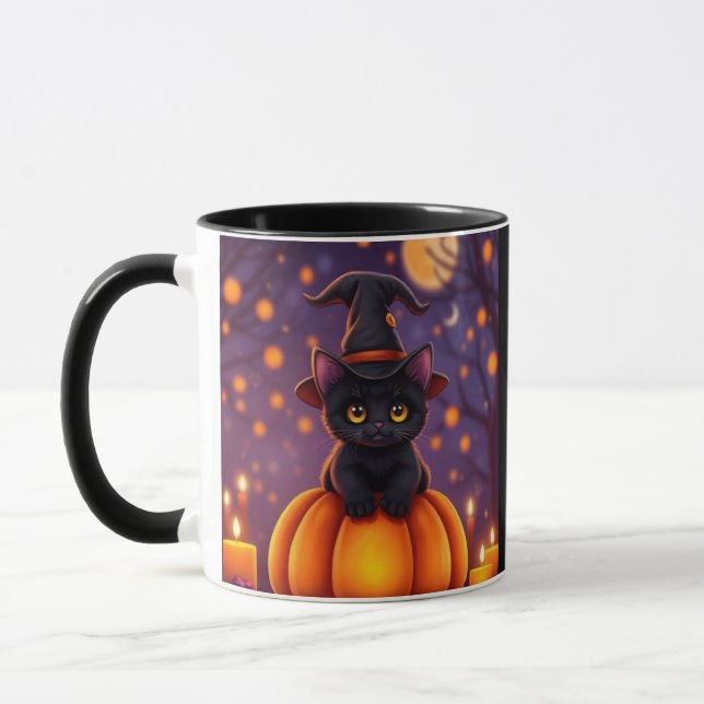 Cute Halloween Cat Mug – Limited Edition 💫 Mugg (Vänster)
