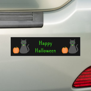 Cute Halloween Cat och Pumpkin-Anpassningsbar Bildekal