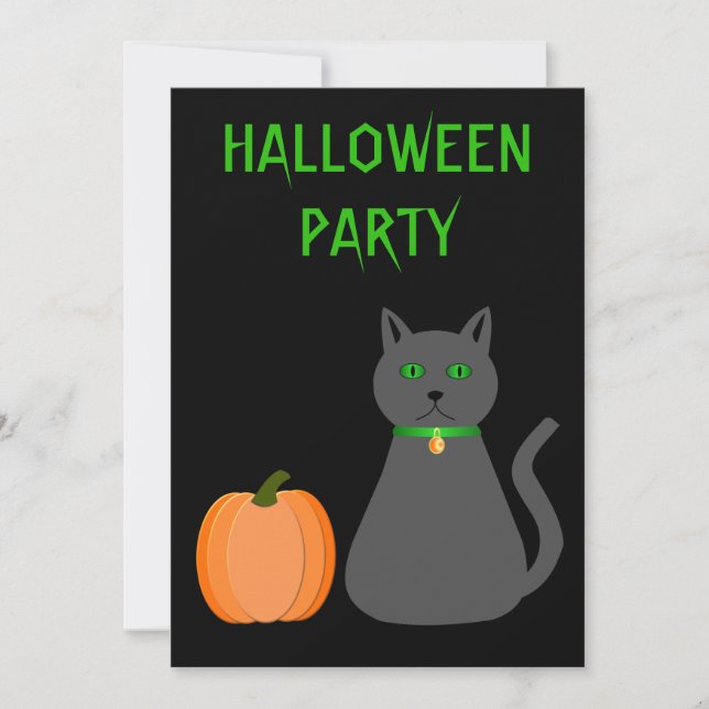 Cute Halloween Cat och Pumpkin-Anpassningsbar Inbjudningar (Framsida)