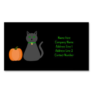 Cute Halloween Cat och Pumpkin-Anpassningsbar Magnetiska Visitkort
