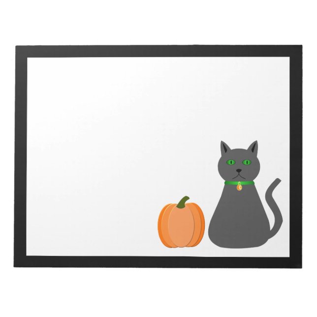 Cute Halloween Cat och Pumpkin Anteckningsblock (Framsida)