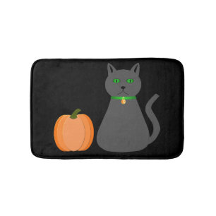 Cute Halloween Cat och Pumpkin Badrumsmatta