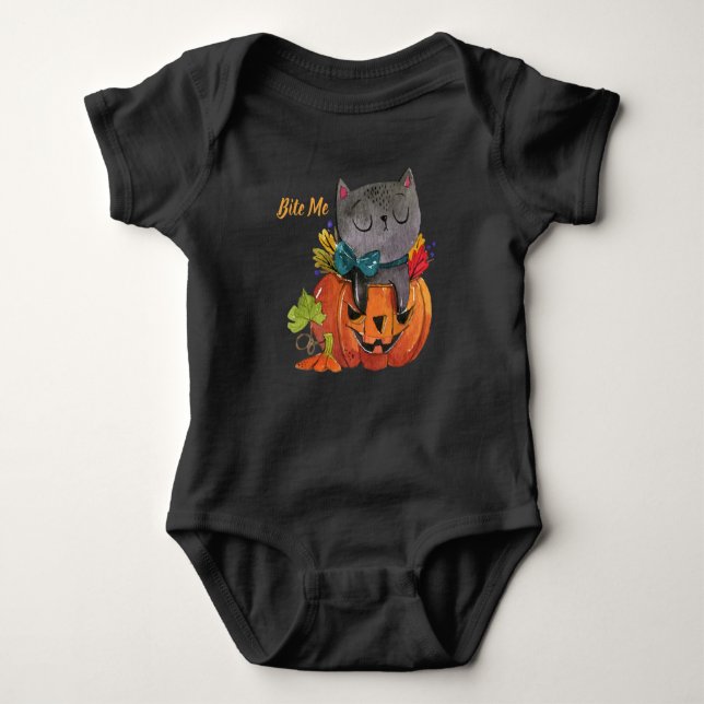 Cute Halloween Cat och Pumpkin | Shirt T-shirt (Framsida)