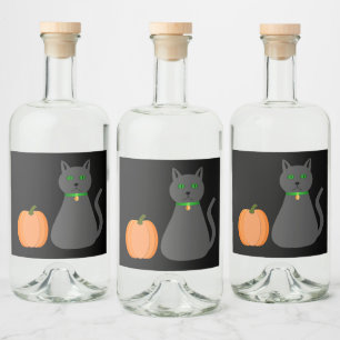 Cute Halloween Cat och Pumpkin Spritflaskor Etikett