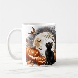Cute Halloween Cat Pumpkin och Ghost Mugg