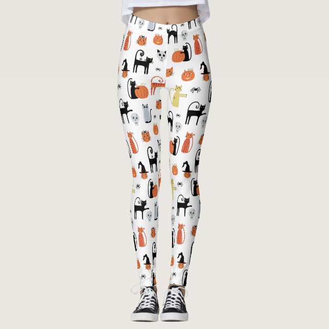 Cute Halloween Cat Spooky Leggings (Framsida)