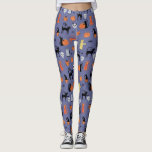 Cute Halloween Cat Spooky Leggings<br><div class="desc">Cute och spooky halloween cat mönster på lila med kattwitchar,  pumpanternor,  spindlar,  döskallar,  spöken och zombies. Eek! Originalkonst av Nic Squirrell.</div>