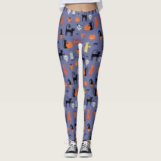 Cute Halloween Cat Spooky Leggings (Framsida)