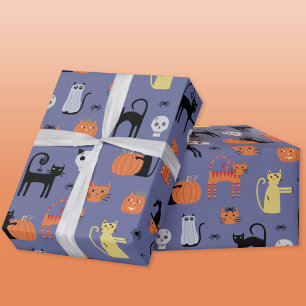 Cute Halloween Cat Spooky Lila Presentpapper