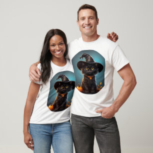 Cute Halloween Cat Witch på Pumpkin Fall Season T Shirt