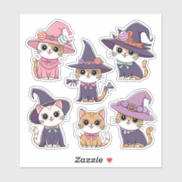 Cute Halloween Cat Witches Sticker Lakan Klistermärken