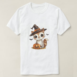Cute Halloween Cat with Pumpkin T Shirt