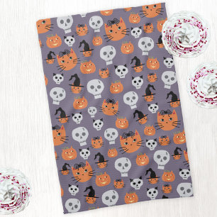 Cute Halloween Cats and Döskallars Spooky Kökshandduk