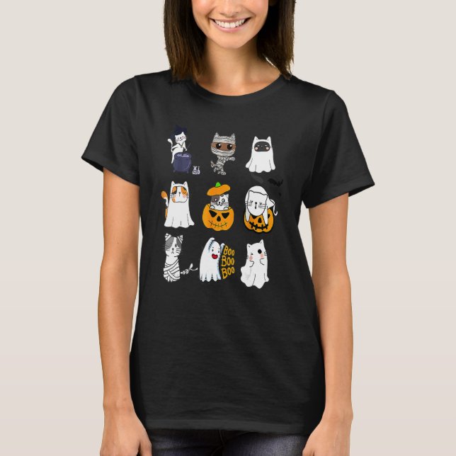 Cute Halloween Cats Cat Spooky Season T Shirt (Framsida)