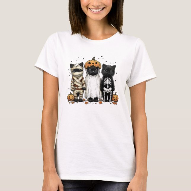 Cute Halloween Cats Costume T-Shirt (Framsida)