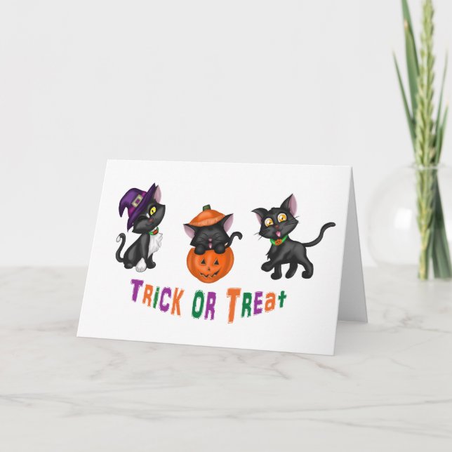 Cute Halloween Cats Kort (Framsida)