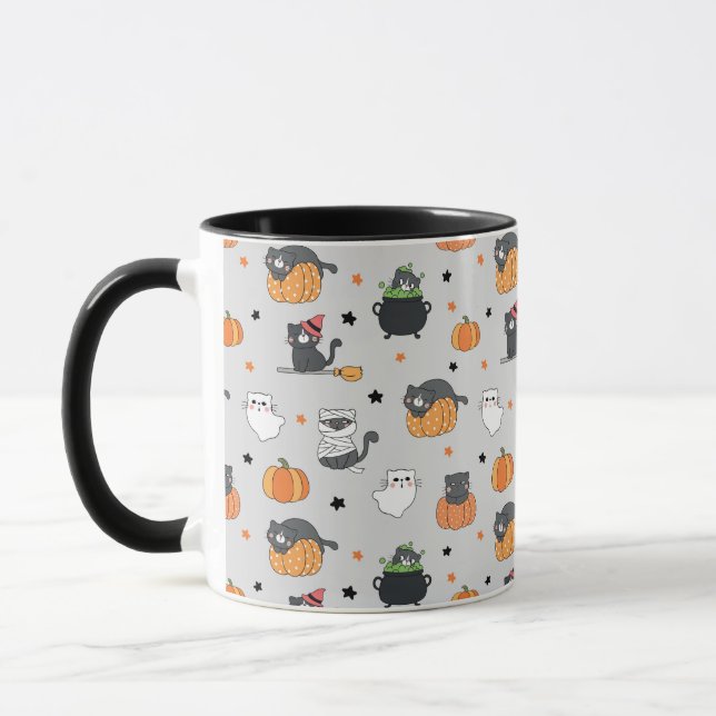 Cute Halloween Cats och Spöken Mönster Mugg (Vänster)