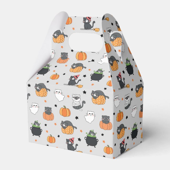 Cute Halloween Cats och Spöken Mönster Presentaskar (Framsidan Sidan)