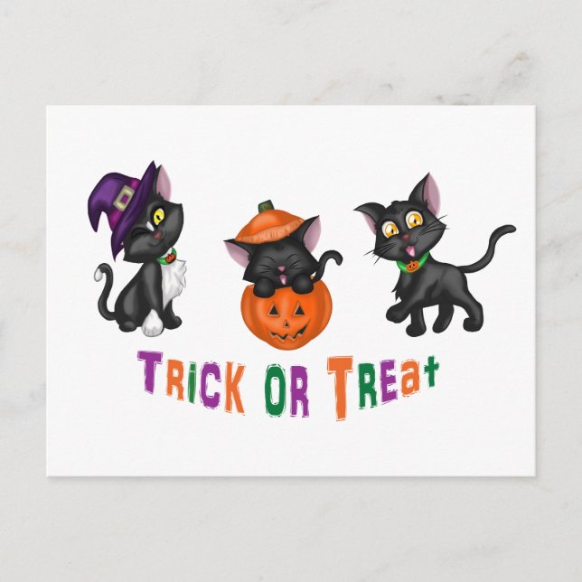 Cute Halloween Cats Vykort (Framsida)