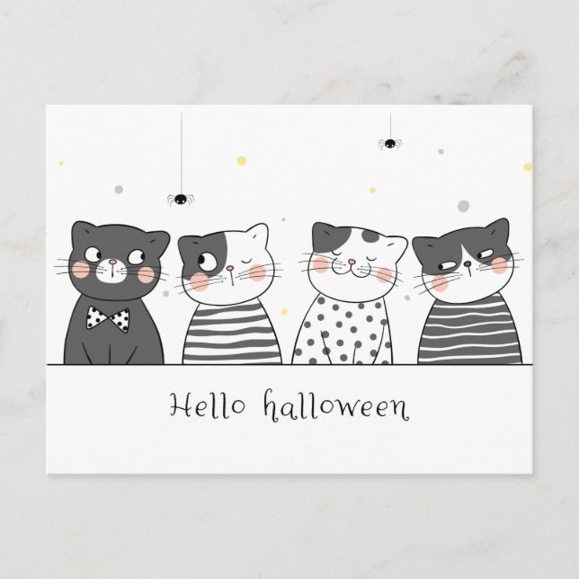 Cute Halloween Cats Vykort (Framsida)